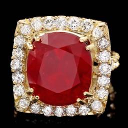 14k Yellow Gold 16.35ct Ruby 2.20ct Diamond Ring