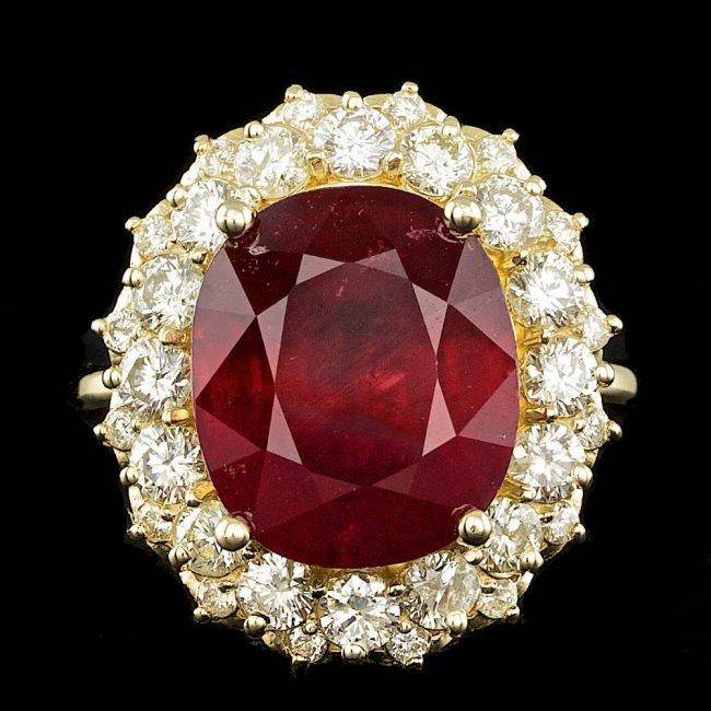 14k Yellow Gold 11.50ct Ruby 1.65ct Diamond Ring