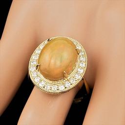 14k Yellow Gold 7.50ct Opal 0.90ct Diamond Ring