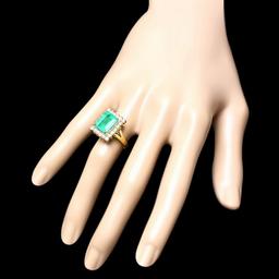 18k Yellow Gold 4.30ct Emerald 1ct Diamond Ring