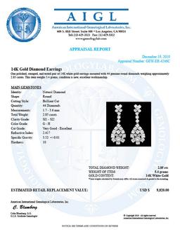 14k White Gold 2.85ct Diamond Earrings