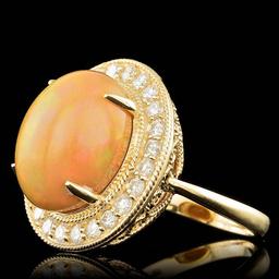 14k Yellow Gold 7.50ct Opal 0.90ct Diamond Ring