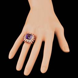 14k Rose Gold 7.50ct Amethyst 1.00ct Diamond Ring