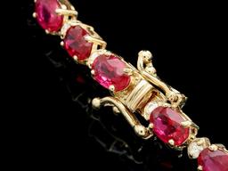 14k Gold 17.00ct Ruby 0.75ct Diamond Bracelet