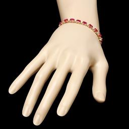 14k Yellow Gold 12ct Ruby 0.55ct Diamond Bracelet