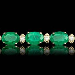 14k Gold 14.00ct Emerald 1.00ct Diamond Bracelet