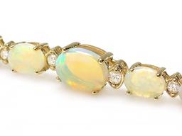 14k Gold 7.00ct Opal 0.50ct Diamond Bracelet