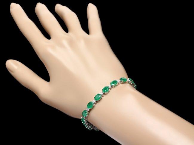 14k Gold 13.5ct Emerald .75ct Diamond Bracelet