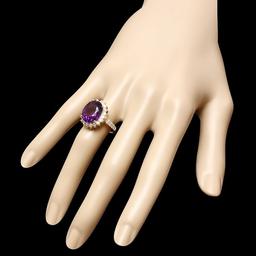 14k Gold 6.50ct Amethyst 1.10ct Diamond Ring