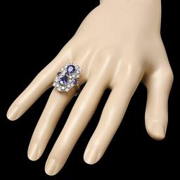14k White Gold 3.5ct Sapphire 1.00ct Diamond Ring