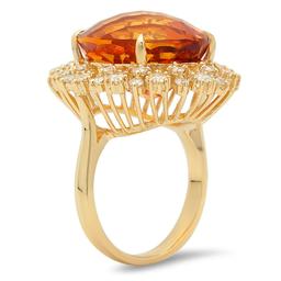 14K Gold 15.25ct Citrine 1.35cts Diamond Ring