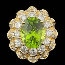 14k Gold 5.50ct Peridot 2.30ct Diamond Ring