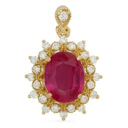 14K Gold 4.98ct Ruby 0.74ct Diamond Pendant