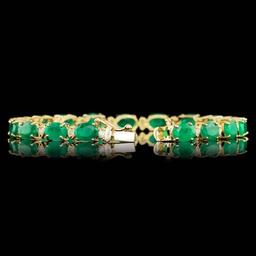 14k Gold 14.00ct Emerald 1.00ct Diamond Bracelet