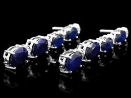 14k Gold 12.5ct Sapphire .35ct Diamond Earrings