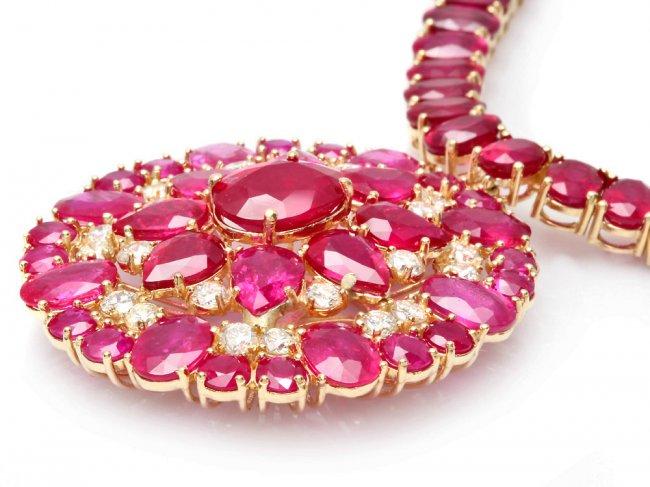 14k Gold 89.15ct Ruby 1.75ct Diamond Pendant