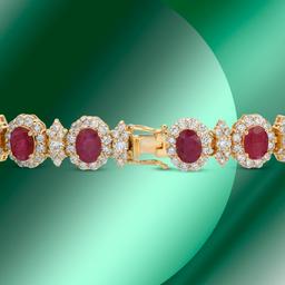 14K Gold 17.44cts Ruby & 11.96cts Diamond Bracelet