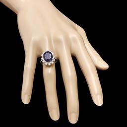 14k Gold 7.40ct Sapphire 1.18ct Diamond Ring