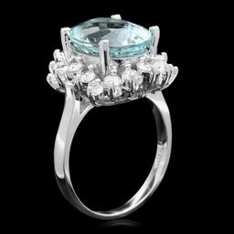 14k Gold 5.00ct Aquamarine 1.00ct Diamond Ring