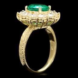 18k Gold 2.00ct Emerald 2.00ct Diamond Ring