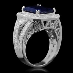 14K Gold 6.20ct Sapphire 1.65ct Diamond Ring