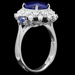 14k White Gold 3.8ct Sapphire 0.50ct Diamond Ring