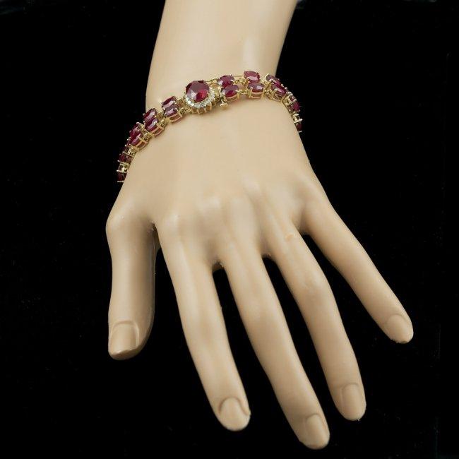 14k Yellow Gold 50ct Ruby 0.75ct Diamond Bracelet