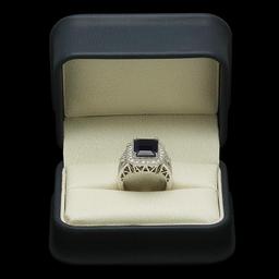 14K Gold 6.20ct Sapphire 1.65ct Diamond Ring