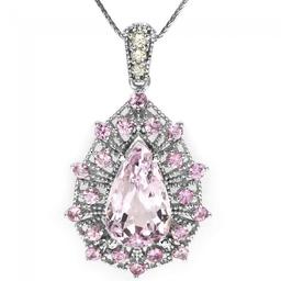 14k Gold 8.45ct Kunzite 0.17ct Diamond Pendant