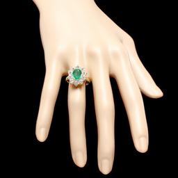 18k Gold 2.00ct Emerald 2.00ct Diamond Ring