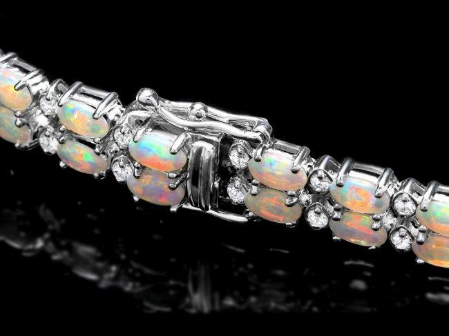 14k Gold 6.50ct Opal 1.20ct Diamond Bracelet