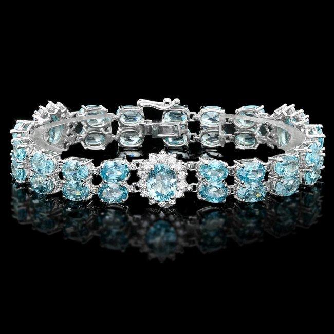 14k Gold 44.5ct Zircon 1.50ct Diamond Bracelet