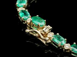 14k Gold 22ct Emerald 1.10ct Diamond Necklace