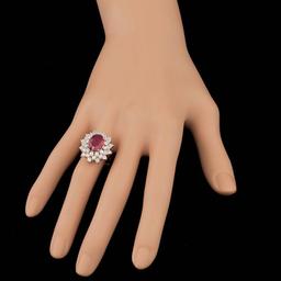 14k Rose Gold 3.50ct Ruby 2.45ct Diamond Ring