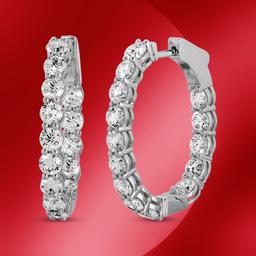 14K Gold 5.25cts Diamond Hoop Earrings