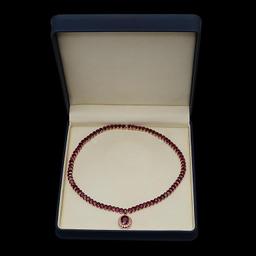 14K Gold 115.72ct Ruby & 1.35ct Diamond Necklace