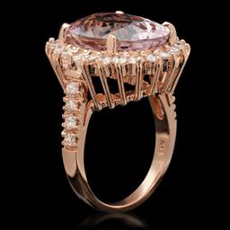 14k Gold 9.73ct Kunzite & 1.47ct Diamond Ring