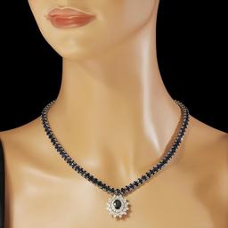 14K Gold 54.01ct Sapphire 2.67ct Diamond Necklace