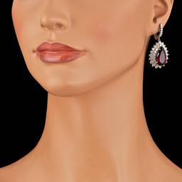 14k 14.00ct Tourmaline 5.45ct Diamond Earrings
