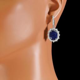 14k Gold 18.89ct Sapphire 3.12ct Diamond Earrings