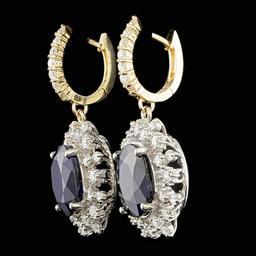 14k Gold 13.00ct Sapphire 2.25ct Diamond Earrings