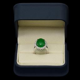 14K Gold 8.41ct Jadeite & 0.95ct Diamond Ring