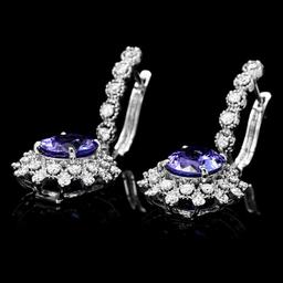 14k Gold 5ct Tanzanite 1.60ct Diamond Earrings