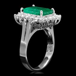 14k White Gold 3.50ct Emerald 0.95ct Diamond Ring