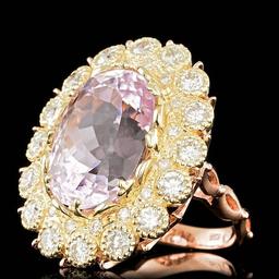 14k Gold 19.50ct Kunzite 2.75ct Diamond Ring