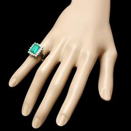 14k White Gold 3.50ct Emerald 0.95ct Diamond Ring