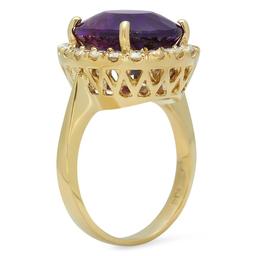 14K Gold 7.20ct Amethyst 1.10ct Diamond Ring