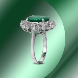 14K Gold 6.11cts Emerald & 1.94cts Diamond Ring