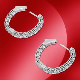 14K Gold 5.25cts Diamond Hoop Earrings