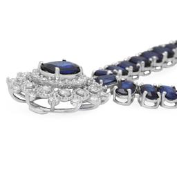 14K Gold 54.01ct Sapphire 2.67ct Diamond Necklace